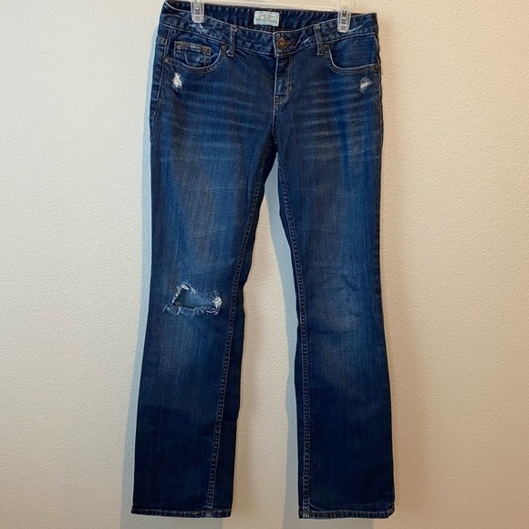 Vintage AEROPOSTALE Chelsea Bootcut Distressed Dark Wash Jeans Size 7/8 Y2K - Picture 8 of 8